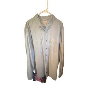 Carhartt Shirt Mens 2XLT Original Blue Chambray Long Sleeve Workwear Denim Barn